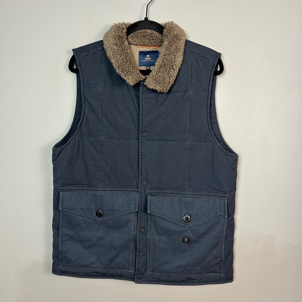 Roark Quilted Utility Vest Mens Medium Jamie Thomas Capsule Navy Sherpa Collar